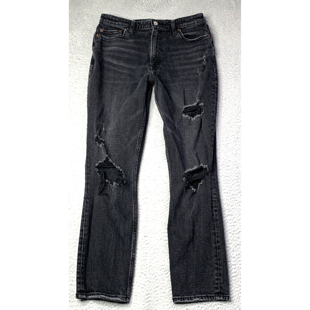 Abercrombie and Fitch Jeans Womens Size 29/8 Mid Rise Distressed Charcoal Black